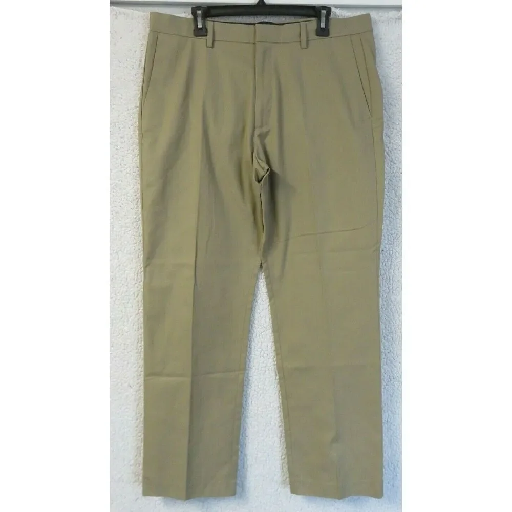 Mens Banana Republic Brown Flat Front Dress Pants Non Iron Tailored Cotton 36x32